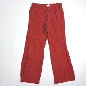 Jolt Linen Blend Wide Leg Pants Rust Red Tassel Drawstring Crochet Trim Size 7